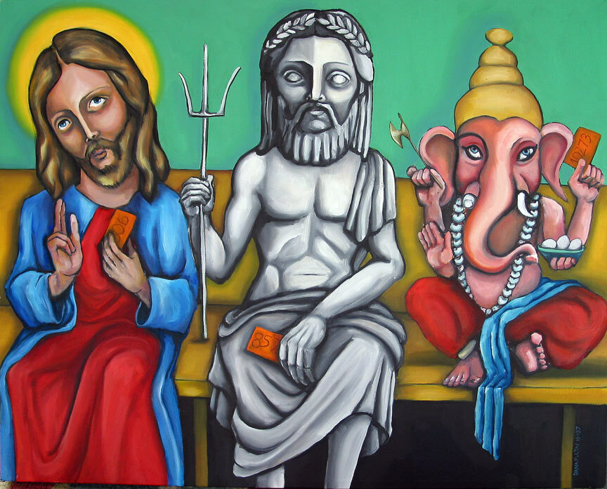 Portrait of George Washington with cherry tree and Pinnochio. 